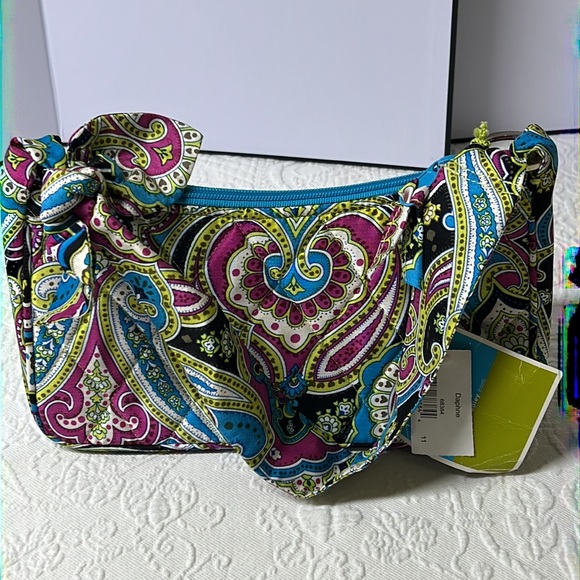⭐️Vera Bradley Daphne silk handbag nwt purple blue paisley knotted handle - Picture 11 of 12